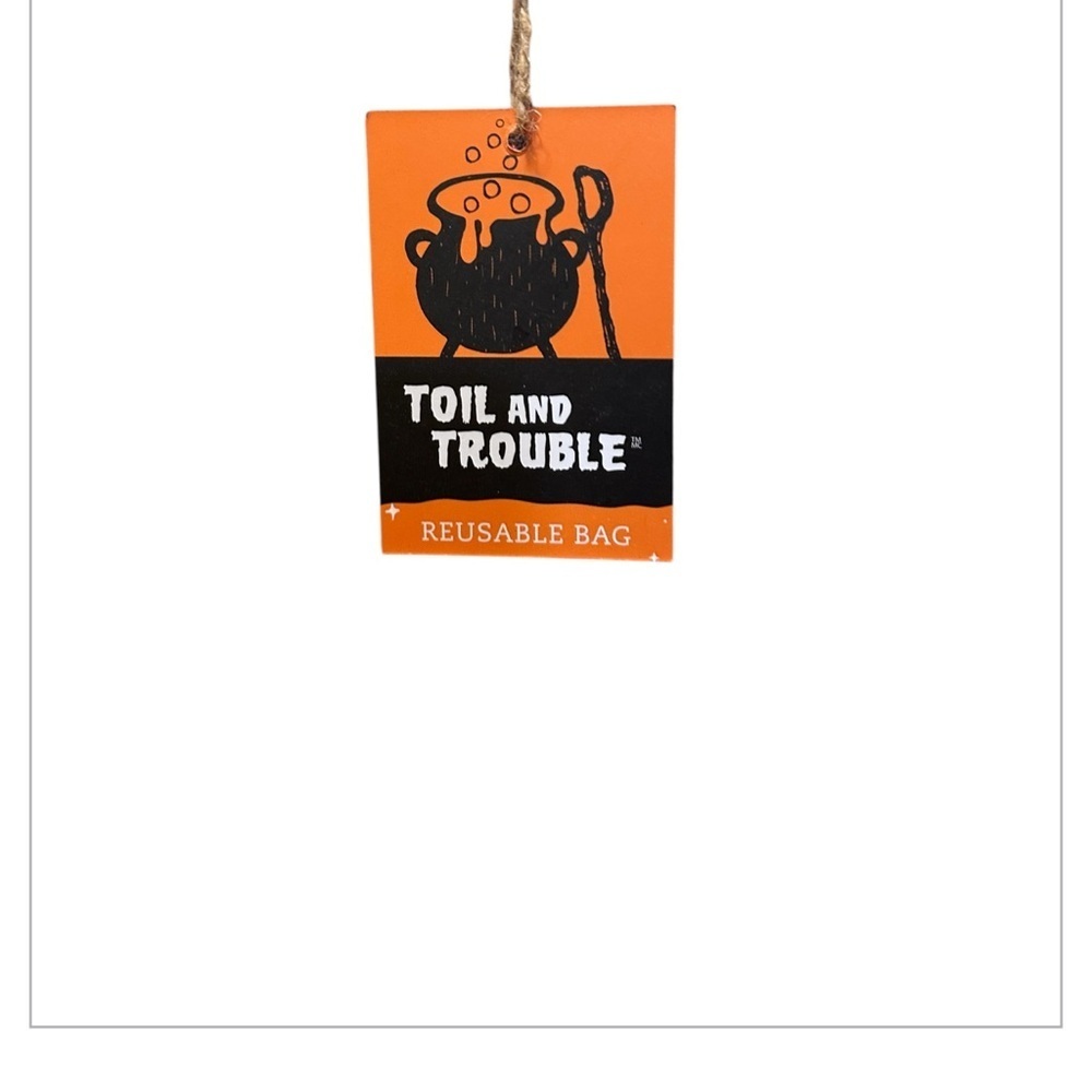 Halloween Themed Tote Bag with Orange Handles - Picture 2 of 2